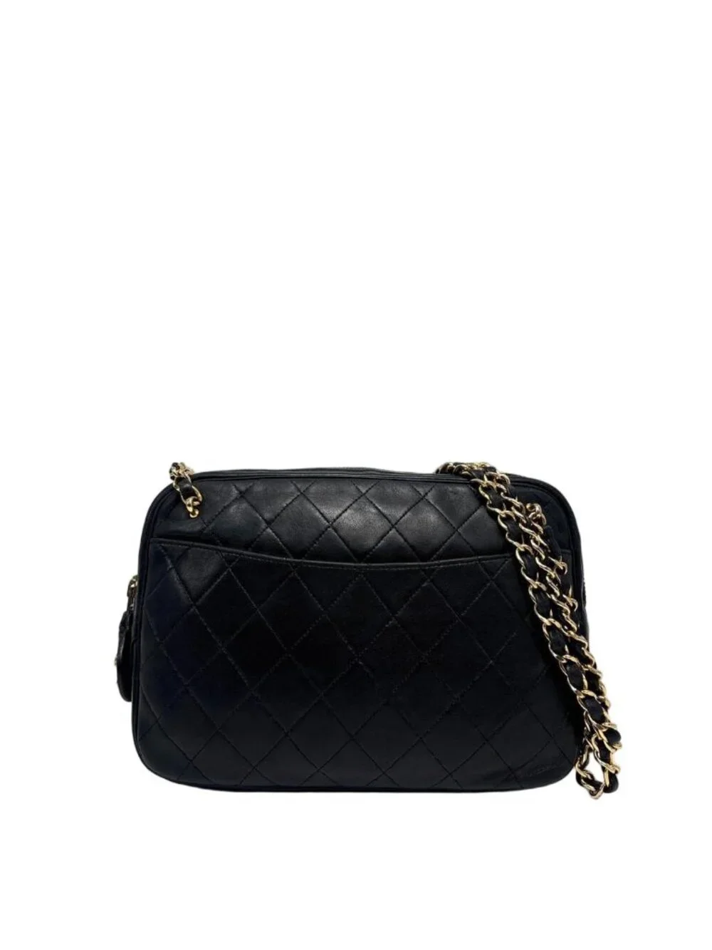 Chanel Super Quilted Lambskin Chain Shoulder Bag Black